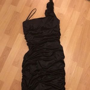 Mini one shoulder dress 100% polyester